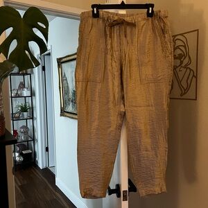 J. Crew Women's Gold Crinkled Joggers